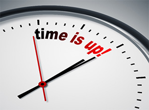 Clock with "time's up" text image