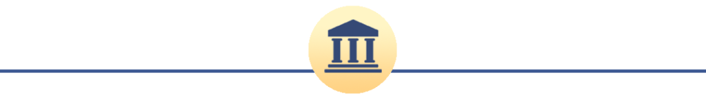 Court house Icon in center of wide keyline